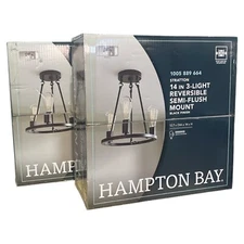 Hampton Bay-Stratton 14” 3-Light Reversible Semi-Flush Mount (2 Pack)