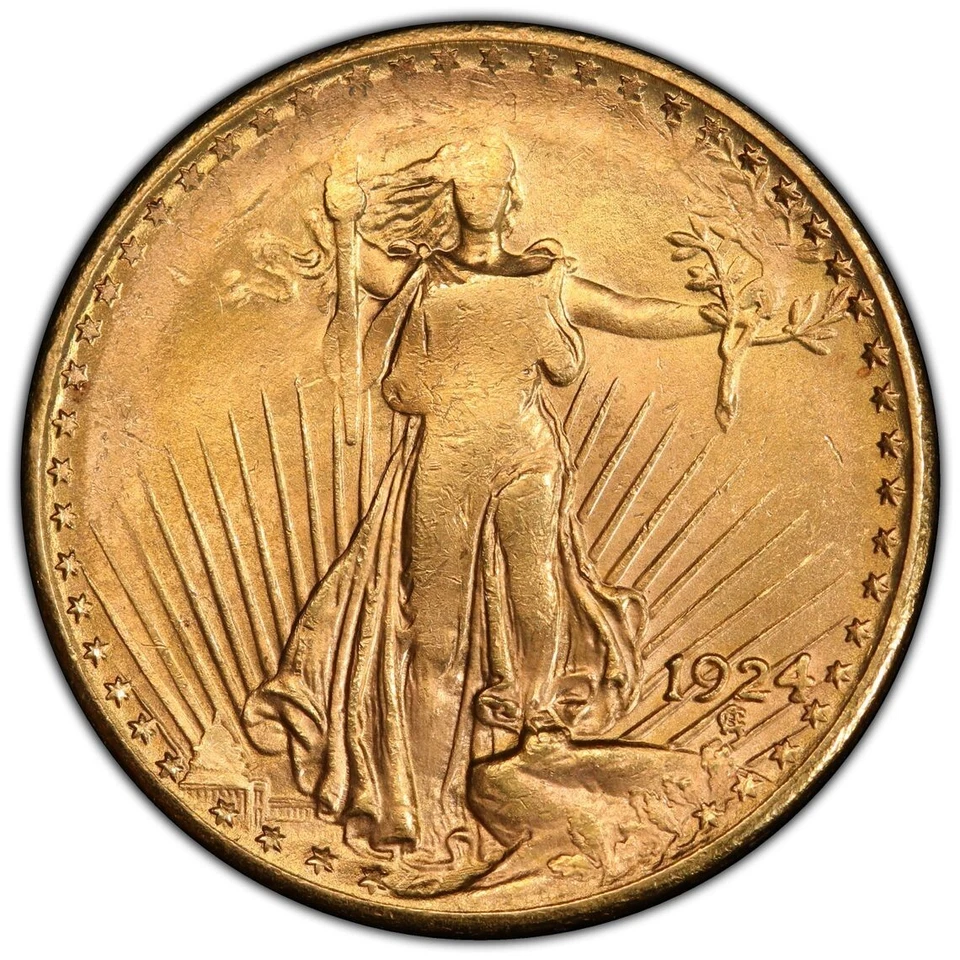 1924 Saint Gaudens Gold $20 PCGS MS 63 Struck Thru Obverse Error -RARE!!! - Image 2 of 4