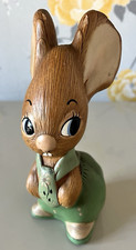 Vintage 20cm Pendelfin Kipper Tie Father Rabbit, Green. Made in Burnley England.