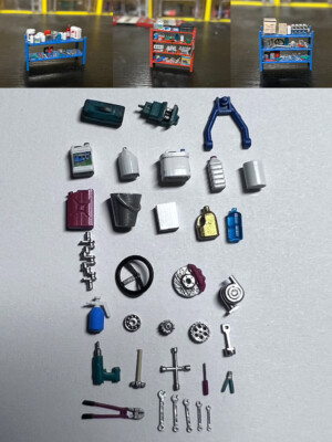Diorama 1/64Scale Model Workshop Rack Car Repair Tool 3D Printed Accessories Toy