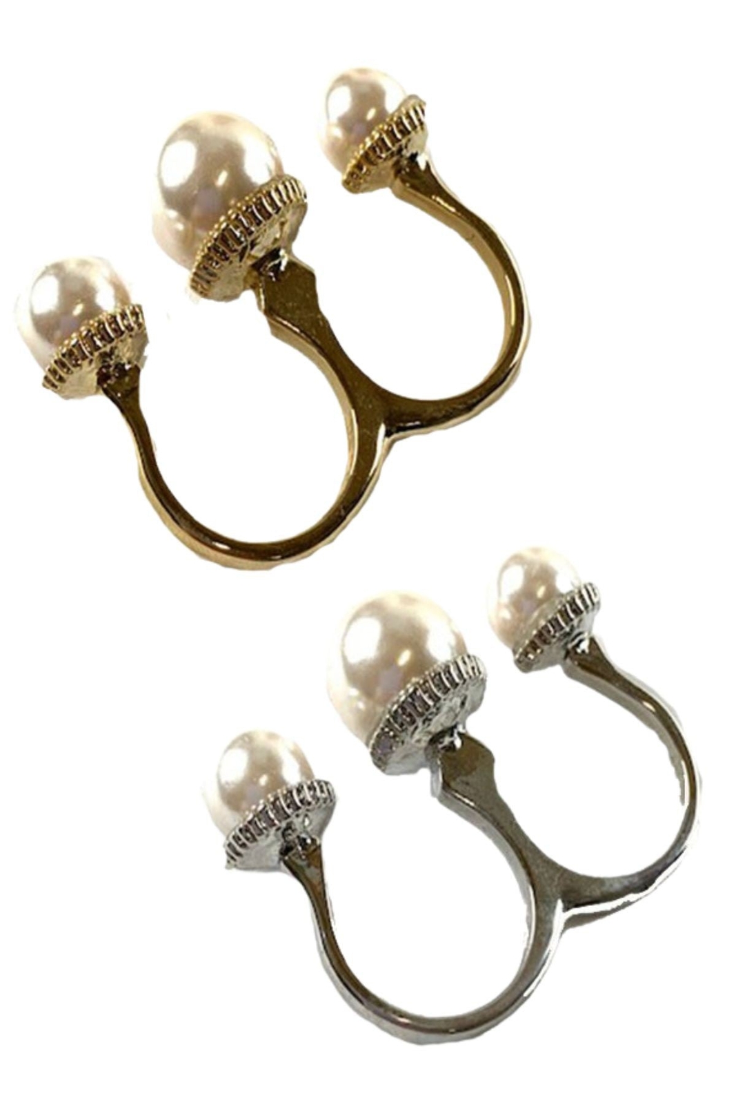 Elegant Two-Finger Pearl Stackable Ring