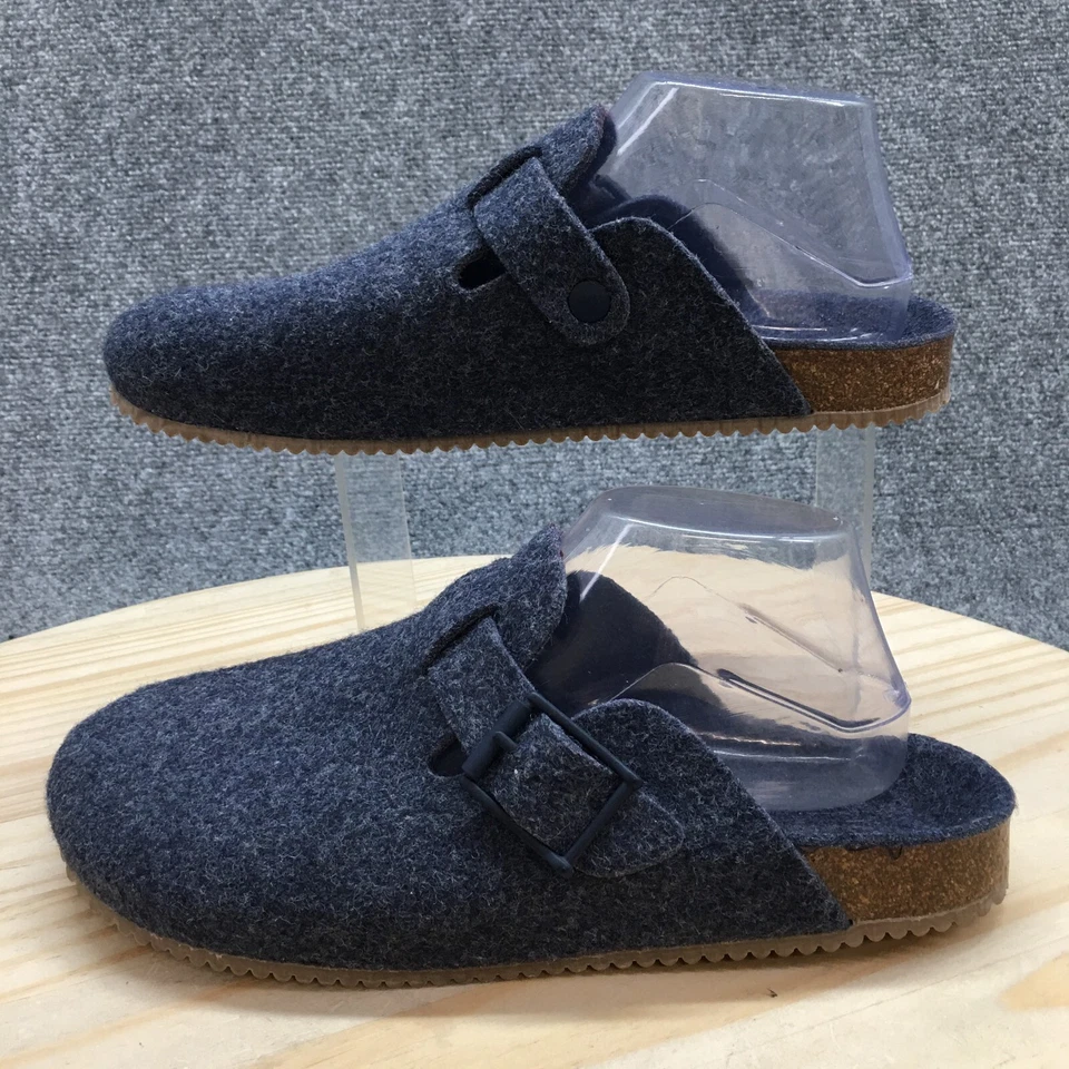 Chinelos femininos Zara Home 43 tamancos mula de feltro com fivela chinelo conforto azul - Imagem 2 de 4