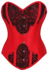 Bunny Corset Dagny Red Satin Overbust Corset Size 26