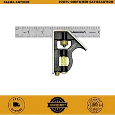 6 In. Pocket Combination Square with Stainless Steel Blade and Bubble Level