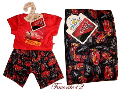 Build a Bear Cars Lightning McQueen PJs with Rust-eze Slippers 3 pc Teddy Size Outfit