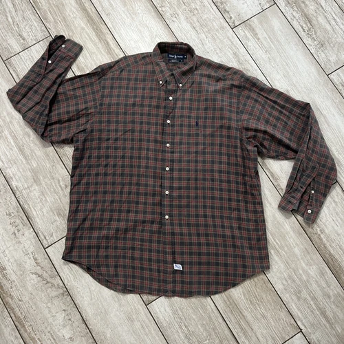 Vtg Polo Ralph Lauren Flannel Shirt Men’s Size XL Cotton Plaid Made USA Flannel