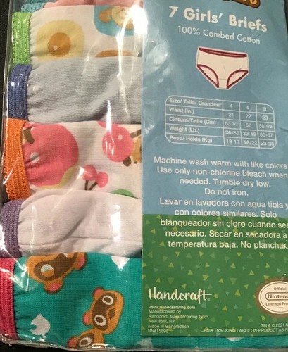 Lindos Bragas Calzoncillos Animal Crossing Niñas Talla 4 o 6 Ropa Interior Paquete de 7 Semana - Imagen 6 de 11