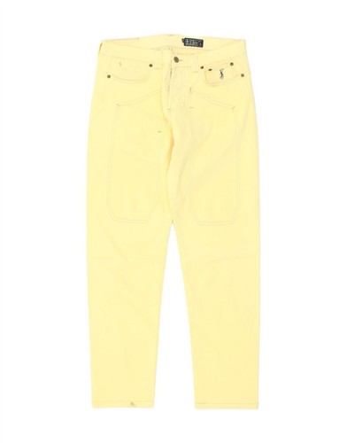 JECKERSON Mens Slim Casual Trousers W34 L30 Yellow Cotton C004