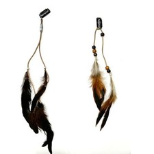 2Pcs Boho Feather Hair Clip, Handmade Feather Hairpins Red Brown Brown