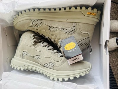 Brandblack XSTREK Beige Mid Top Sneakers Lace Up Leather Upper Vibram Outsole