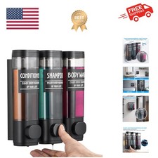 Shampoo and Conditioner Dispenser, Shower Dispenser 3 Chamber No Drill Shampo...