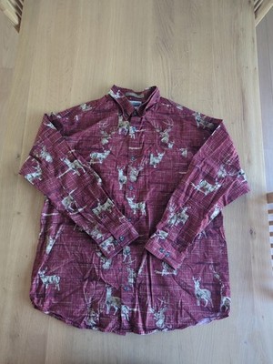Columbia Shirt River Lodge Men Large Deer Buck Hunting Print Long Sleeve Button