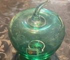 Blenko Glass Green Apple MCM Paperweight Handmade