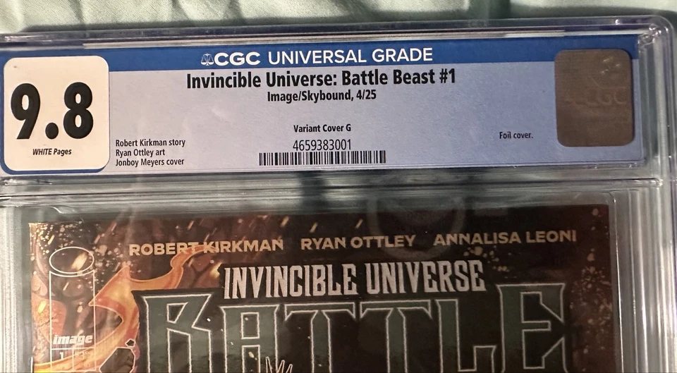 Cubierta CGC 9.8 Invincible Universe: Battle Beast #1 Variante G Jonboy Meyers Foto 3 de 3