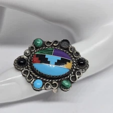 Silver Cloud Inc Sterling Silver Inlay Ring --ONE STONE MISSING