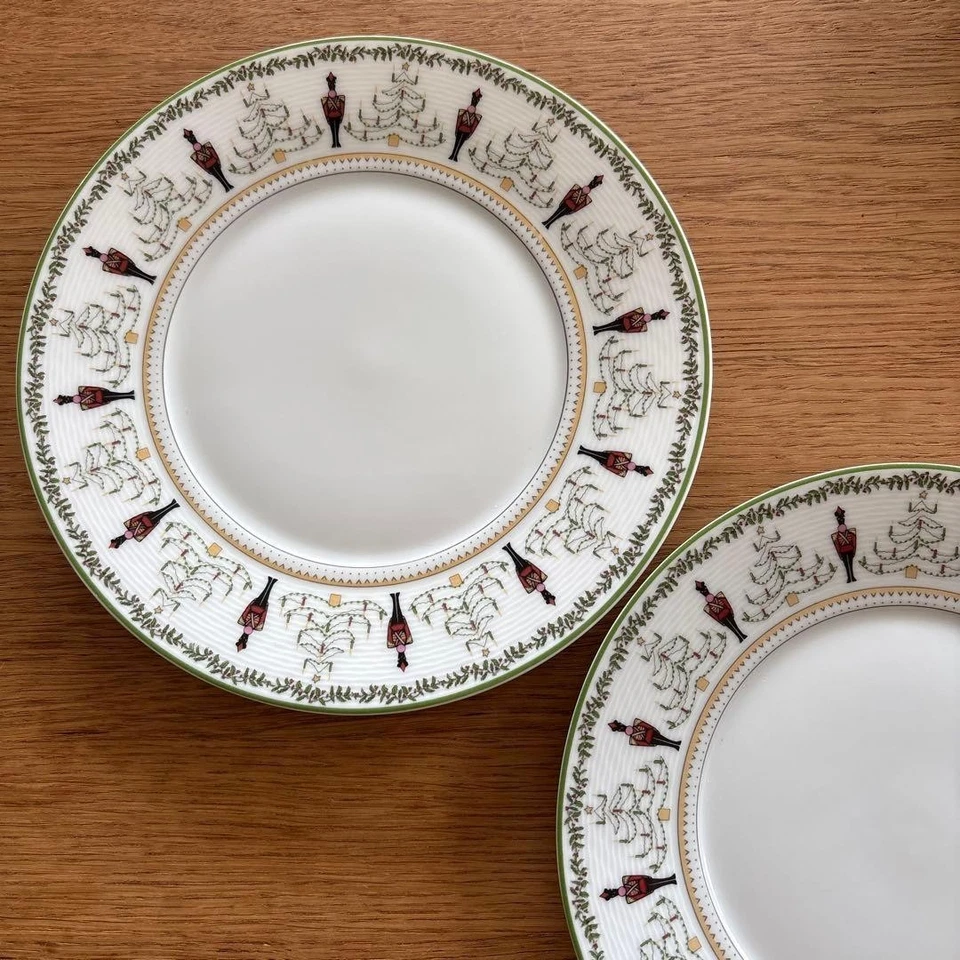 BERNARDAUD Limoges Grenadiere Happy Holiday Teller 19 cm Paar Set