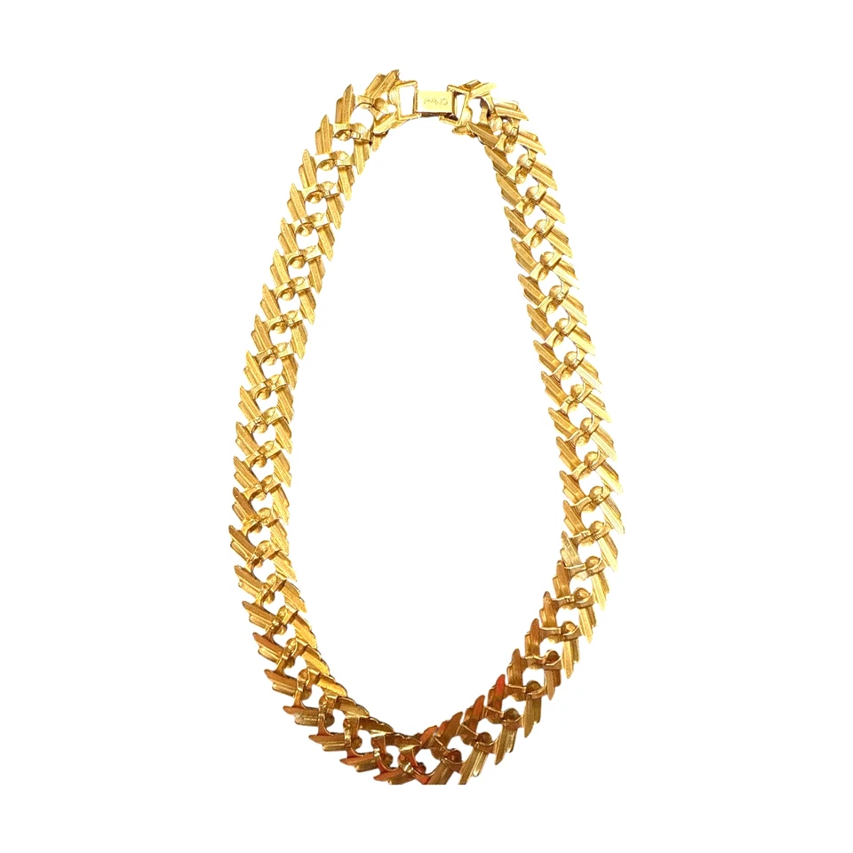 Colar Gargantilha Vintage Monet Tom Dourado Escovado Lindo! N483 - Imagem 3 de 4