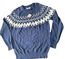 The Normal Brand Fair Isle Ski Sweater in Navy/Cream S Men’s Small NWT
