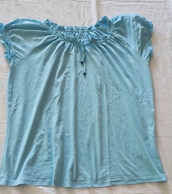 Laura Torelli Collection T-Shirt mit Carmen Ausschnitt Hellblau Gr. XL NEU