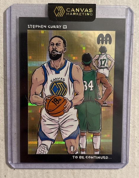 Artefacto adhesivo de marketing de lienzo Stephen Curry rejilla dorada atómica /10 1/25/26