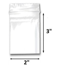 10 Pack. 2 X 3 Zip Lock Poly Resealable Clear Plastic Bags. Small/Mini.