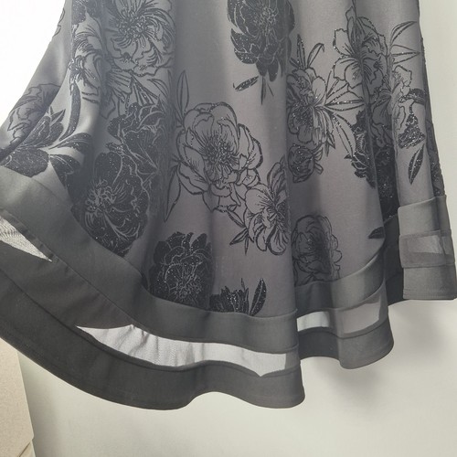 Quiz size 16 BNWT black bardot evening dress with velvet glitter floral Print - Picture 10 of 13