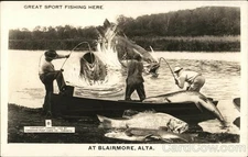 Blairmore, Canada Great Sport Fishing Here, Ontario Original Vintage RPPC