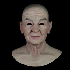 Realistic Silicone Mask Full Headwear Old Men Mask for Crossdresser Halloween
