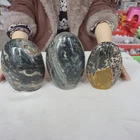 10.2LB 3Pcs Natural Ocean Jasper Onyx Geode Quartz Crystal Palm Stone Decoration