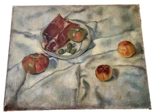 1920's  APPETIZING STILL LIFE - GORGEOUS OIL PAINTING - MYSTERY FRENCH PAINTER