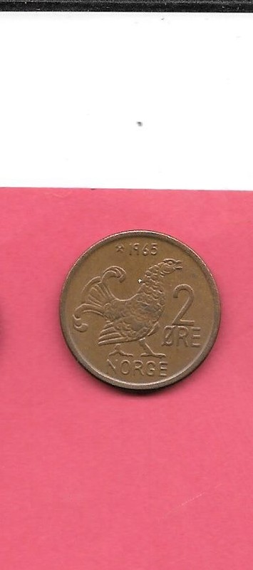 NORWAY KM410 1965 VF-VERY FINE  CIRCULATED OLD VINTAGE 2 ORE COIN