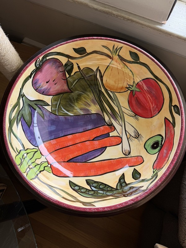 Vintage Certified International Linda Jacque 13” Vegetable Ceramic Serving Bowl