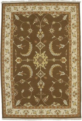 7x10 Large Hand-Knotted Sumak Oriental Rug Brown Floral Design Decor Carpet