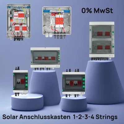 MARKENLOS Solar Anschlusskasten Überspannungsschutz PV 1-2-3-4 Strings DC 1000v Solarpanel