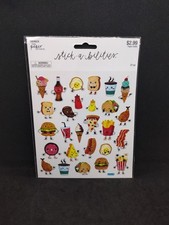 The paper studio stick a bilities Food foil stickers 27pc Foodie Happy Snacks