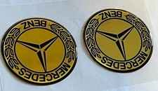 2pcs X Mercedes Benz Sticker 50mm Vintage Logo Domed 3d Decals
