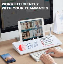 Dry Erase Glass Desktop Whiteboard with Storage Caddy