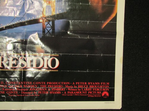 Póster de película vintage 1988 The Presidio original 40"" X 27"" de Sean Connery - Imagen 9 de 13