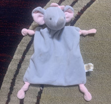 Dan Dee Baby Lovey Security Blanket Gray Pink Bow Rattle Knotted Elephant Plush