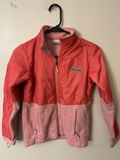 Columbia Sweater Girls Size M 10/12 Pink Outdoor Full Zip Hiking Kids Fleece