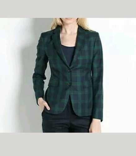 Gant Donna BLAZER MISTO LANA FANTASIA TARTAN BLU VERDE giacca taglia M |  eBay
