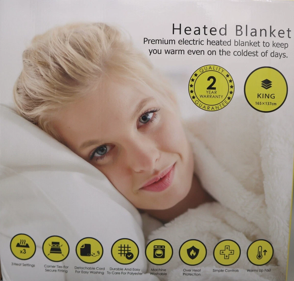 MONHOUSE Premium King Size Soft Fleece Electric Blanket - 137cm x 165cm -  H574 | eBay