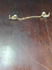 Vintage Damascene Spain Gold Tone Sweater Clip