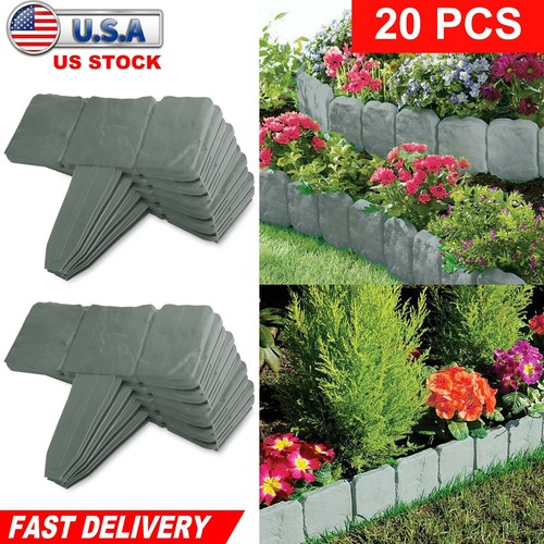 20pcs Border Edging Plastic Fence Panel Stone Lawn Yard Durable Garden Fence - Picture 6 of 18