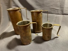 Lot of 4 Antique Graduated Copper Kitchen Measures primitive measuring cups