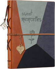 Scrap Book Leather Photo Album Family Scrapbook Memory Photo Book 60 Pages, Moth