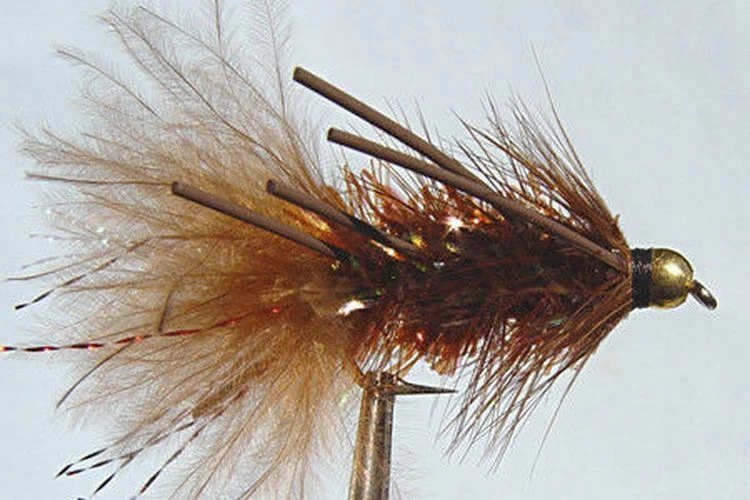 PECHETRUITE 1 x Mouche Streamer Wooly Bugger Marron Pattes H8/10/12 mosca fly fishing bead