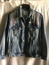 Lechmost & Lola + Amazon Music ‘griselda’ Fringed Adorned Denim Jacket Small