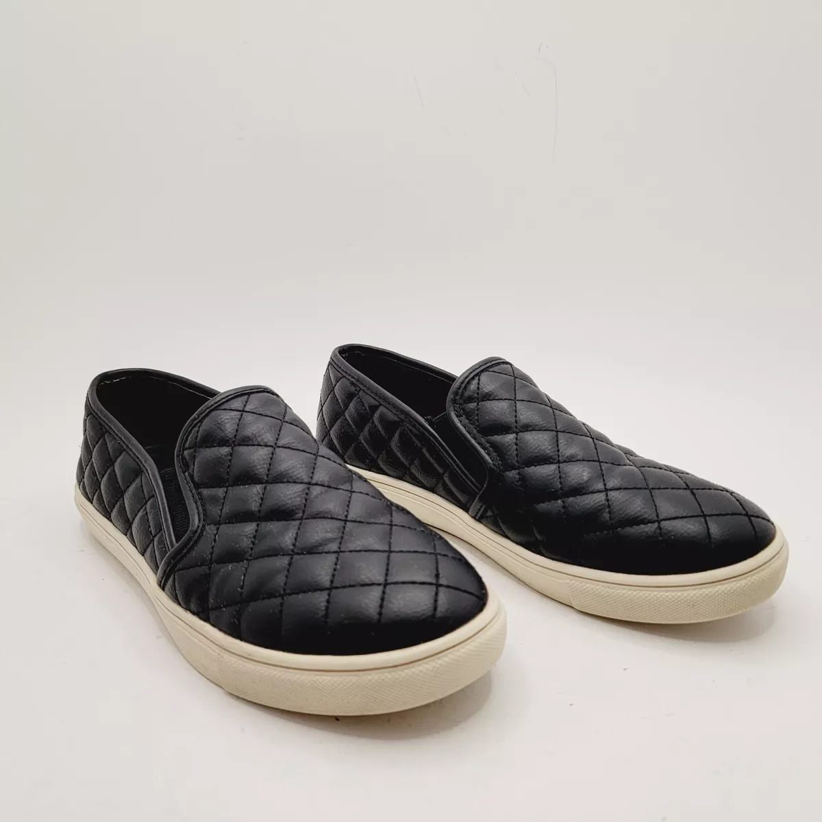 Steve Madden ECENTRCO Leather Quilted Slip on Loafers Black 7B eBay