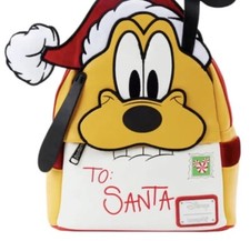 Disney Loungefly Exclusive Holiday Pluto Santa Letter Mini Backpack Brand New